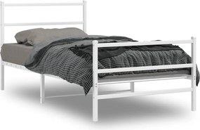 vidaXL fehér fém ágykeret fej- és lábtámlával 100 x 190 cm
