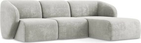 Világosszürke zsenília sarokkanapé (jobb oldali-heverő résszel) Lani – Makamii