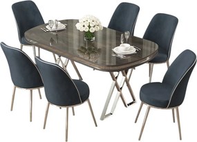 Lai étkezőgarnitúra, antracit-króm, 168 cm – TR240CHR2373
