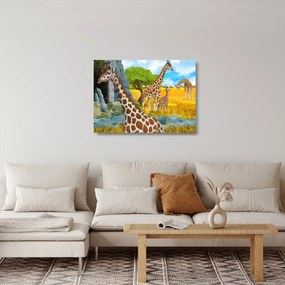 Kép - zsiráf család (üvegen) (70x50 cm)