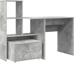 vidaXL Asztal fiókkal Beton Szürke 131,5 x 50 x 106,5 cm Faanyag
