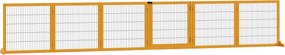 PawHut Állítható Kutyabiztosító Ajtó Barriér Lábakkal 432 x 70 cm Fa Kutyabiztosító Rács Összecsukható Lépcsőhöz, Ajtókhoz, Folyosókhoz, 6 Panel, Sárg