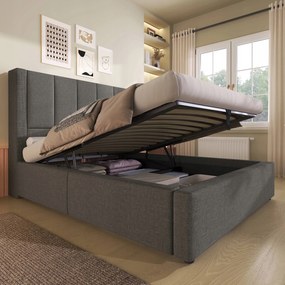 Kárpitozott ágy Egyszemélyes ágy 90x200 Hidraulikus erőmű szürke