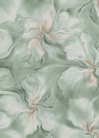 Vinil tapéta Flizelin elmosódott zöld virágok fényes