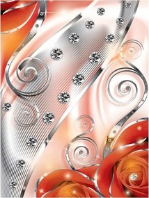 Fotótapéta Rózsák fém gyémánt narancs-piros vinil 184x254 +ragasztó