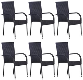 vidaXL 6 db fekete rakásolható polyrattan kültéri szék