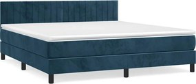 vidaXL sötétkék bársony rugós ágy matraccal 180x200 cm