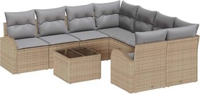 vidaXL Kerti Kanapé Szett Bézs 55 x 55 x 37 cm polirattan
