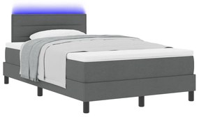 Box Spring Ágy Matraccal és LED Sötétszürke 120x190 cm Szövet