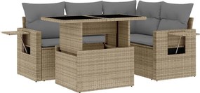 vidaXL 5 részes bézs polyrattan kerti ülőgarnitúra párnákkal