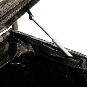 szürke polyrattan kerti tárolópad párnával