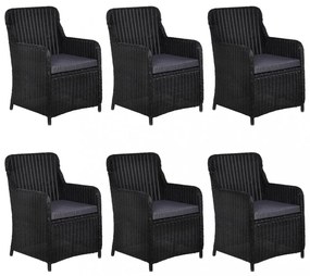 7 részes fekete kültéri polyrattan étkezőgarnitúra
