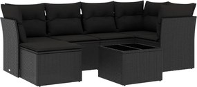 vidaXL 7 részes fekete polyrattan kerti ülőgarnitúra párnával