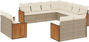 vidaXL 11 részes bézs polyrattan kerti ülőgarnitúra párnákkal