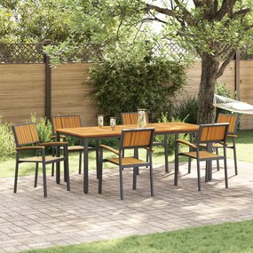 Kert étkező szett 7 pcs Fekete és barna 200 x 90 x 75 cm
