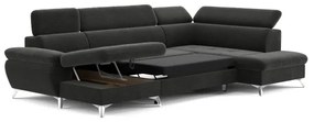 CATANIA U alakú, jobbos, grafit sarok ülőgarnitúra tárolóval, ággyá nyitható