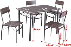 Étkezőgarnitúra, barna/fekete, GIROL SET 1+4