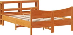 vidaXL viaszbarna tömör fenyőfa ágykeret fejtámlával 150x200 cm
