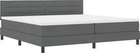 vidaXL Boxrugós ágy matracmal leddel Sötétszürke 200 x 200 cm szövet