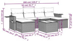 7 részes bézs polyrattan kerti ülőgarnitúra párnákkal