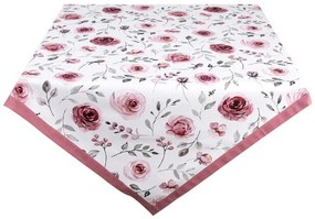 Rózsa virágos pamut asztalterítő Rustic Rose / 100x100 cm