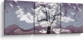 Kép - Fa a felhőkben (órával) (90x30 cm)
