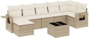 vidaXL 8 részes bézs polyrattan kerti ülőgarnitúra párnával