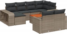 vidaXL 11 részes szürke polyrattan kerti ülőgarnitúra párnákkal