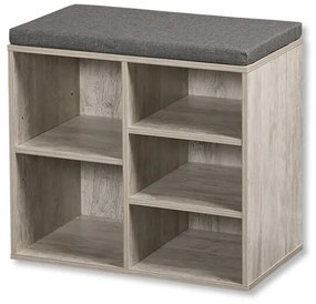 Kesper 15911 Cipőtartó állvány ülőkével, szürke ésfehér, 51,5 x 48 x 29,5 cm