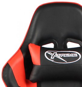 piros PVC forgó gamer szék lábtartóval