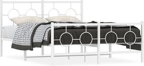 vidaXL fehér fém ágykeret fej- és lábtámlával 135x190 cm