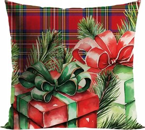 Ajándékok Karácsonyi Párnahuzat Velvet 40x40cm piros-zöld