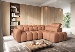 Lazacszínű buklé kinyitható-tárolóhelyes sarokkanapé (jobb oldali-L alakú) Falconn – ELTAP