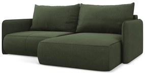 Zöld kinyitható-tárolóhelyes sarokkanapé (jobb oldali) Nanea – Makamii