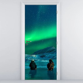 Fotótapéta ajtóra - Emberek az északi fényben (95x205cm)