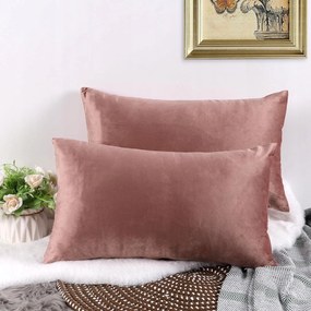Díszpárnahuzat 30x50cm Bársony Rózsaszín Cipzáras 2 db