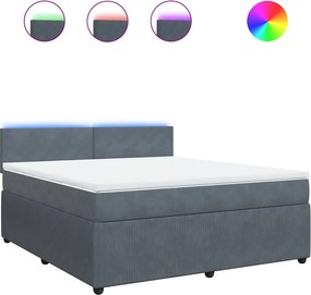 vidaXL sötétszürke bársony rugós ágy matraccal 180x200 cm