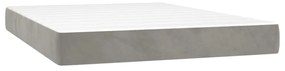 világosszürke bársony rugós és LED-es ágy matraccal 140x190 cm