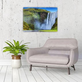 Üveg kép - Seljalandsfoss vízesés (70x50 cm)