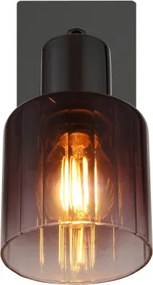 Globo 54313-1 Fali lámpa fém fekete-króm, réz színű/átlátszó színátmenetes üveg búra, billenőkapcsoló a terméken, SzxM: 80x160mm, Mélység: 160mm, 1x E14 40W 230V izzó nélkül