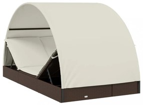 2 személyes barna polyrattan napágy kerek tetővel 211x112x140cm