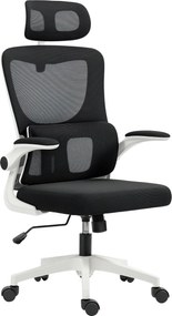 Vinsetto Ergonomikus Irodai Szék deréktámasszal, összecsukható karfákkal, állítható fejtámmal, forgatható dőlésszögű íróasztali szék, magas háttámláva