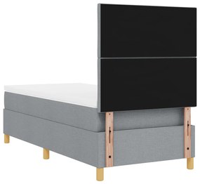 Box Spring Ágy Matraccal Világosszürke Egyszemélyes Ágy Szövet