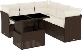 vidaXL 6 részes barna polyrattan kerti ülőgarnitúra párnával