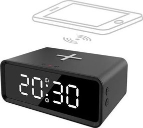 Solight CA07B - Digitális óra Qi vezeték nélküli töltővel 230V/CR2032, fekete