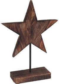 Wooden Star fa dekoráció, 26 cm