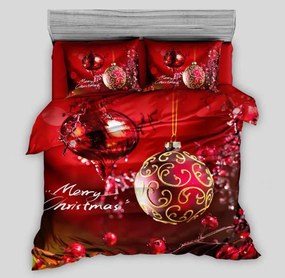 3D pamut ágyneműhuzat MERRY CHRISTMAS piros Ágyneműhuzat mérete: 70 x 90 cm | 140 x 200 cm
