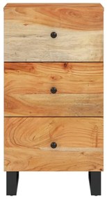 tömör akácfa tálalószekrény 3 fiókkal 40x33,5x75 cm