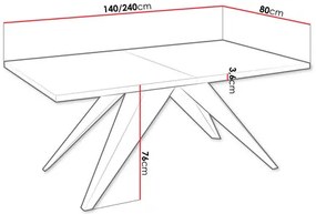 Széthúzható étkezőasztal Awalean 140 (fekete + matt fekete) (6-10 fő részére). 1105359