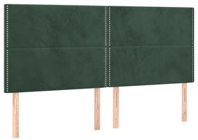 sötétzöld bársony LED-es fejtámla 160x5x118/128 cm